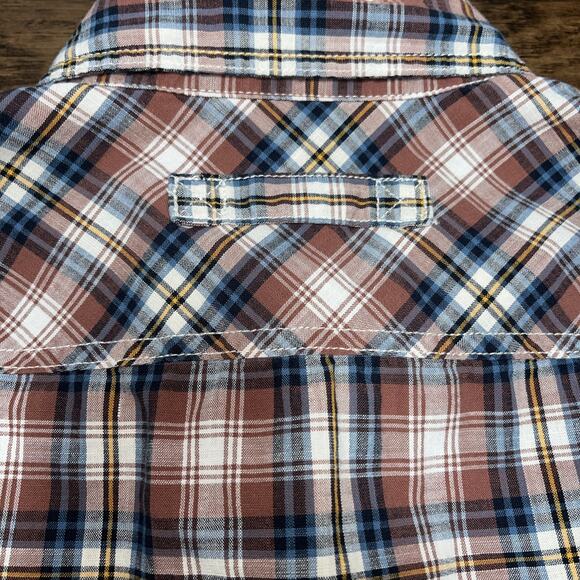 Duluth Trading Flannel Burnt Orange/White Mens Button-Down Shirt Size Large Tall - Picture 3 of 3